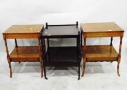 Two-tier square occasional table and a pair of burr-effect two-tier tables (3)