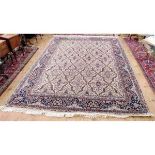 Indo-Persian ivory and blue carpet,