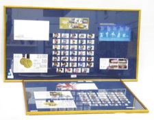 Framed stamp collection for the London 2012 Olympic Gold Medal set and another for the London 2012