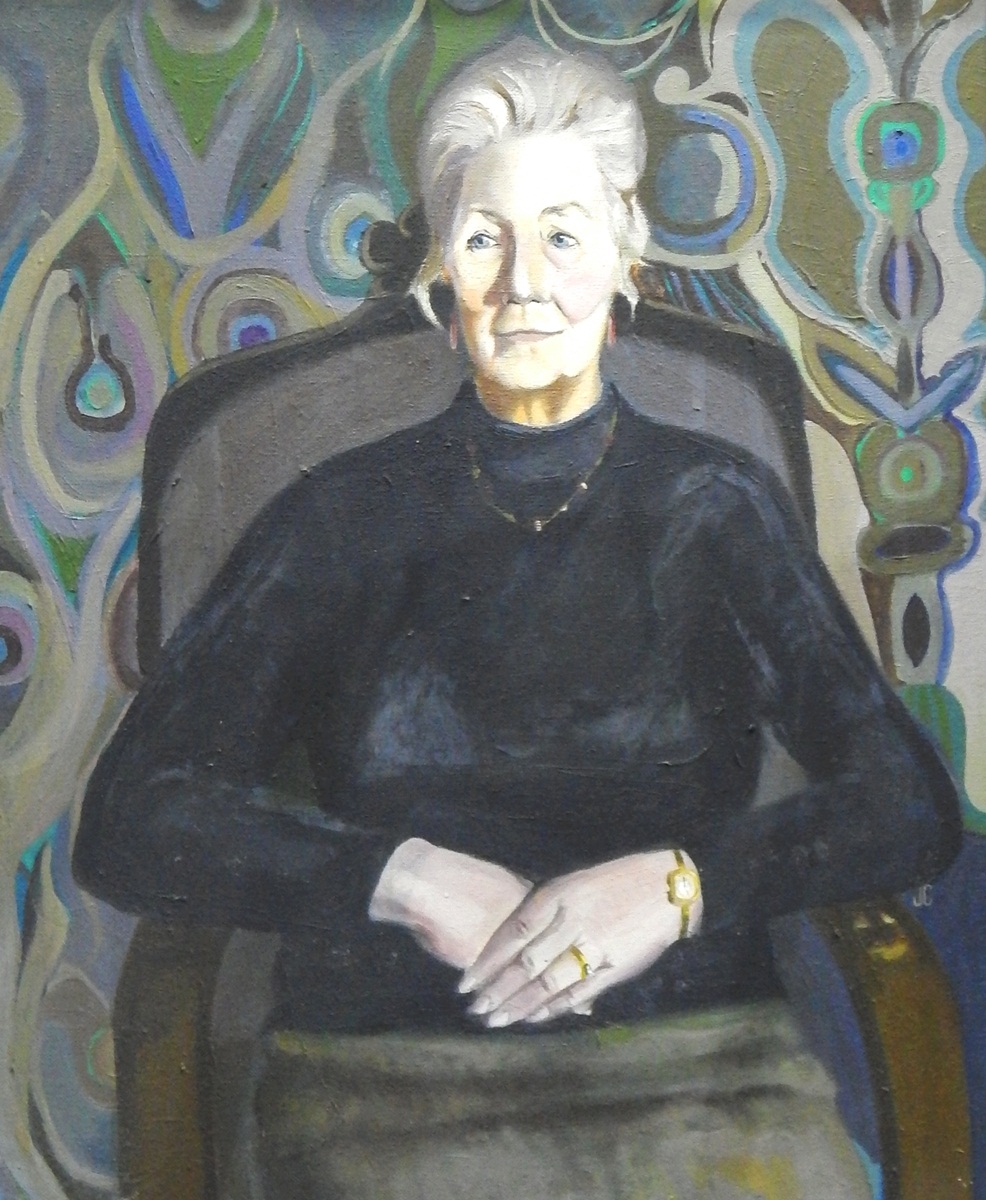June Campbell (20th century) Oil on canvas Half-length portrait of a lady seated in a chair,