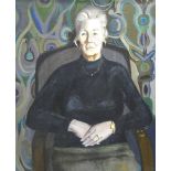 June Campbell (20th century) Oil on canvas Half-length portrait of a lady seated in a chair,