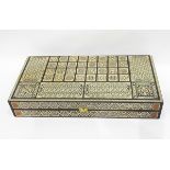 Middle Eastern inlaid backgammon and chess box with markers,