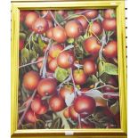 20th century school Acrylic on canvas Study of apples on a tree,