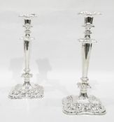 Pair of Victorian Old Sheffield plate table candlesticks (resilvered),