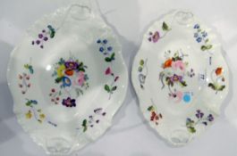 Pair of 19th century two-handled dishes of Swansea-style, oval, pattern no.