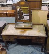 Victorian mahogany dressing table of rectangular form with three-quarter gallery,