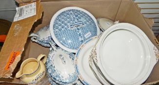 Assorted early 20th century ceramics including two small lidded tureens with ladles,