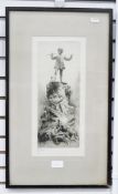 R G Matthews (1870-1955) Etching "The Peter Pan Statue in Kensington Gardens",