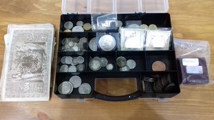 Various English and foreign coins, some silver plus quantity of foreign notes, also Cook Island 2.