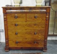 Victorian mahogany chest of drawers fitted with one frieze drawer over two short and three long