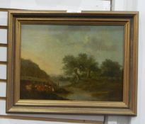 Unattributed (late 18th/early 19th century) Oil on board Cattle grazing by a river,