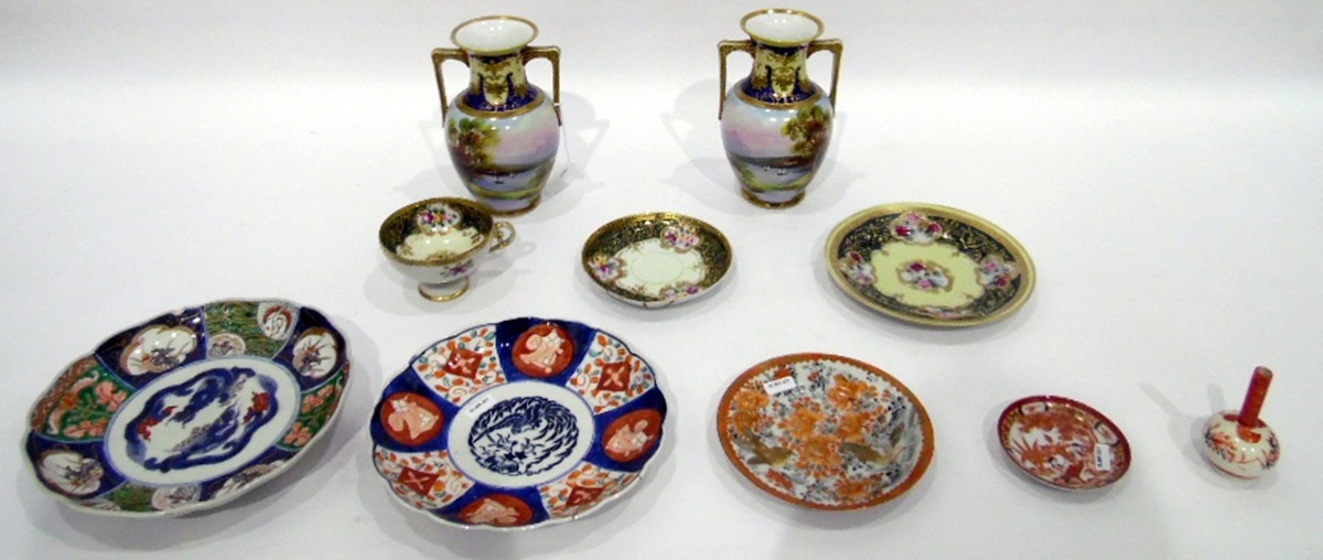 Pair of Noritake porcelain baluster-shaped vases,