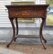 19th century mahogany and marquetry washstand of rectangular form,