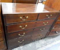 Late 18th/early 19th century mahogany chest of two short and three long graduated drawers,