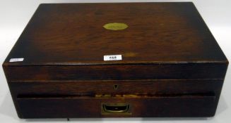 Quantity of cream handled and other table flatware in oak table top canteen with single drawer