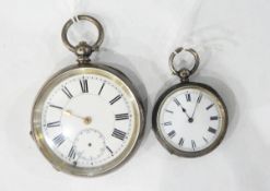 Continental silver-coloured metal pocket watch with key winding,