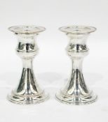 Pair of 20th century silver plated squat candlesticks 'Presented by Admiral Sir Henry Leach G.C.B.