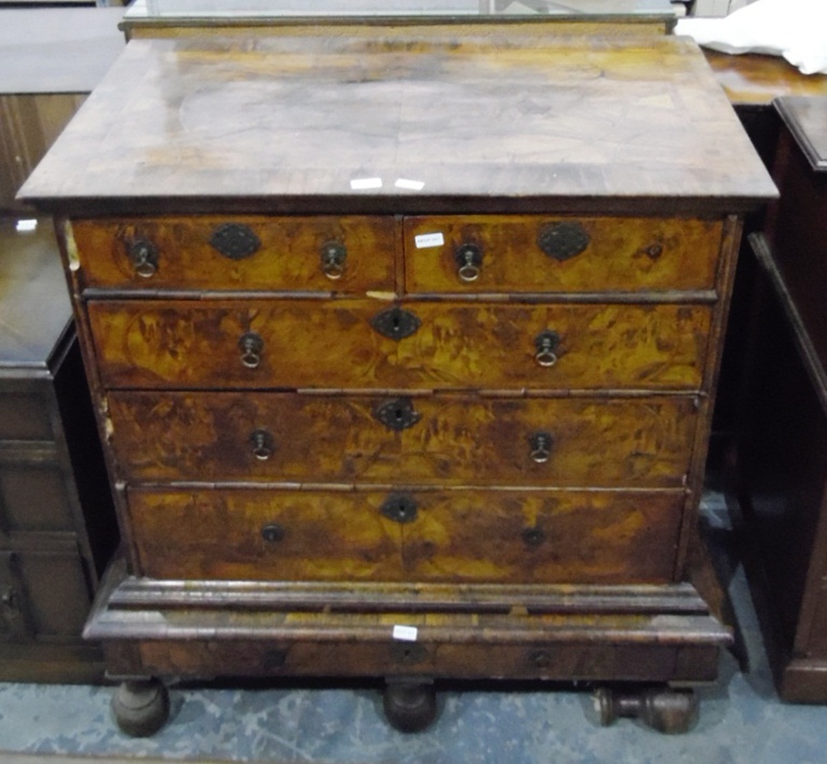 18th century walnut chest on stand,