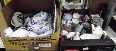 Various Burleigh ware, a large 'Willow' pattern blue and white meat dish,
