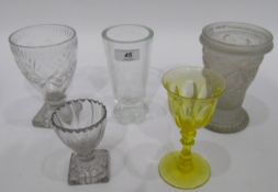 Late 18th/early 19th century drinking glass, the bowl with wavy rim, cut decoration,