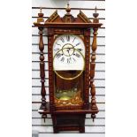 Stained walnut wall clock, cased,