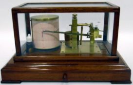 Barograph by F Darton & Co Ltd, Watford, in mahogany case, the base fitted with a single drawer,