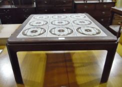 1970's tile-top coffee table of square form