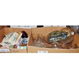 Quantity of assorted pressed glass and ceramics including two comports, various bowls, side plates,