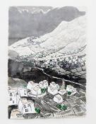 Simon Bird (Modern British) Ink, watercolour and body colour "View of Xiencheng, Szechwan",