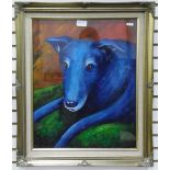 20th century school Acrylic Study of a blue dog, unsigned,