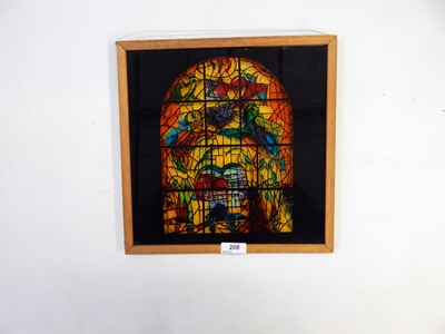 Chagall 'Tribes of Israel' reproduction of a single window on glass, framed, 29.