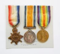 WWI 1914-15 star, war medal and victory medal awarded to '16248.PTE.K.DOBBS.GLOUC.R.