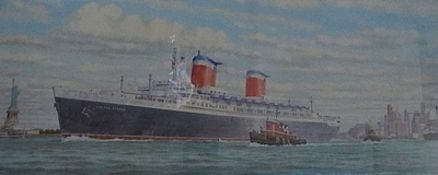 After Simon Fisher Colour print "United States Departing New York", signed in pencil lower right,