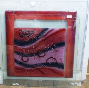 Modern art glass panel by Sharon Harding, approx 70cm x 70cm and another signed "Bez",