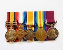 Queens South Africa medal with two clasps, WWI 1914-15 star, war medal,