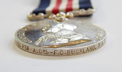 WWI military medal and war medal awarded to 'M-34955.PTE.F.C.BUCKLAND.R.A.S. - Image 4 of 4