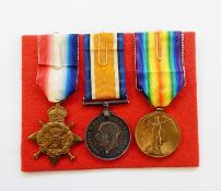 WWI 1914 star, war medal and victory medal awarded to '2209 TPR.J.H.COWMEADOW.