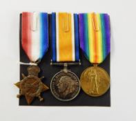WWI 1914-15 Star, War medal and Victory medal named to "81772. DVR. J.C. Roll. R.F.A.