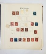 Album and contents of GB stamps on leaves including 2s blue SG118, 8d orange 156, 1s SG196,