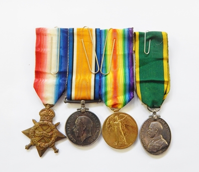 WWI 1914-15 star, war medal, victory medal and territorial efficiency medal awarded to '165.L.CPL.W.