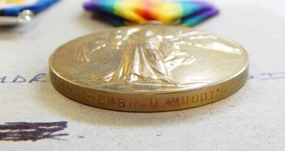 WWI 1914 star trio awarded to '23202 GNR D MOODIE RFA', - Image 4 of 4