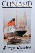 Reproduction colour posters "Cunard" Europe-America, fastest ocean service in the World,