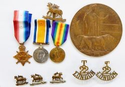 WWI 1914-15 star, war medal and victory medal awarded to '2557.PTE.W.CLARE.22-LOND.
