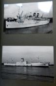 Album of liner postcards and some photographs to include "MV Staffordshire", "TMS Sicilia",