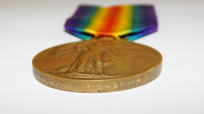 WWI military medal, war medal and victory medal awarded to '260776 A STT W PULHAM 2641 RLY COY RE', - Image 3 of 3