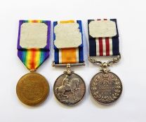 WWI military medal, war medal and victory medal awarded to '260776 A STT W PULHAM 2641 RLY COY RE',