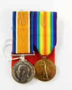 WWI War medal and Victory medal named to "204062. PTE. C.J. PROBYN. GLOUC.R.
