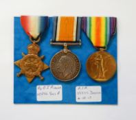 WWI 1914-15 star, war medal and victory medal awarded to '12296.PTE.O.J.RIDLER.GLOUC.R.