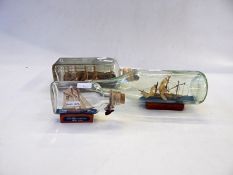 Small model ship in bottle "Pilot Boat Phantom, New York", another crusade sailing vessel,