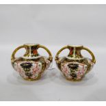 Pair of Royal Crown Derby miniature two-handled vases, Imari pattern, No.